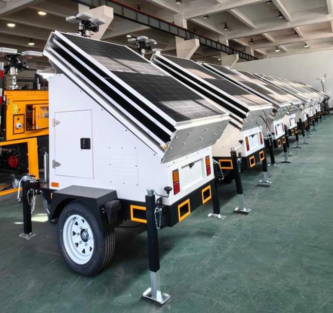 Cctv Camera Security Trailer With 3*400W Solar Panels For Temporary ...