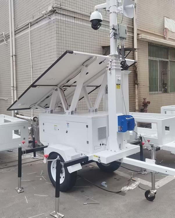 Mobile Solar CCTV Trailer With Remote Monitoring For Construction Sites
