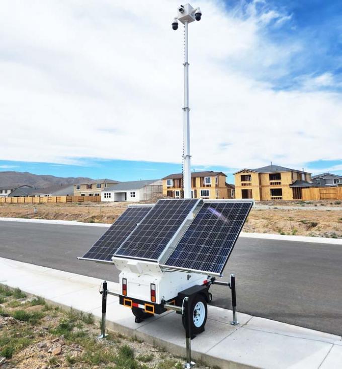 Mobile Solar CCTV Trailer With Remote Monitoring For Construction Sites