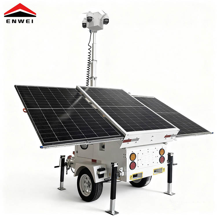 Mobile Security Camera Trailer Mobile CCTV Trailer For Building Works ...