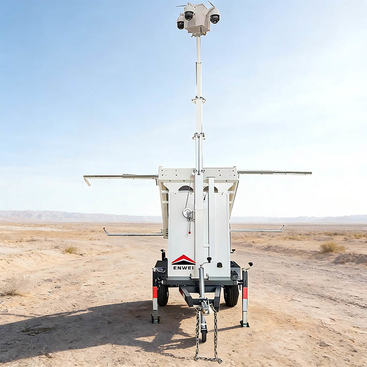 3*400W Solar Panels Camera Cctv Trailer Mobile Solar Security Trailer ...