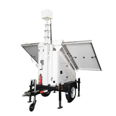 Remote Monitoring Mobile Solar CCTV Trailer With PTZ Camera Box