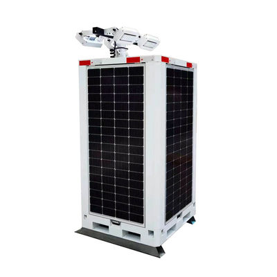 Construction Site Solar Light Tower Mounted Cameras And LED Lights For USA