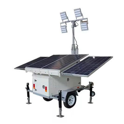 Green Power Solar LED Mobile Light Tower With 4*300W Solar Panels 4*100W LED Lamp
