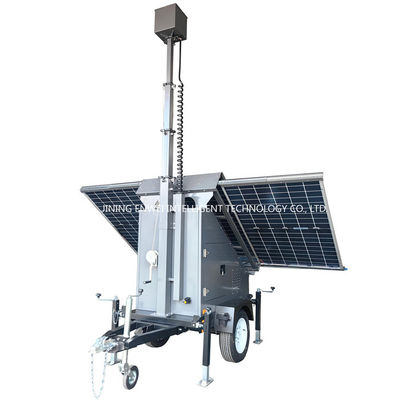 Solar Surveillance Monitor Mobile Security Trailer CCTV Camera Trailer For Commercial Building Monitoring