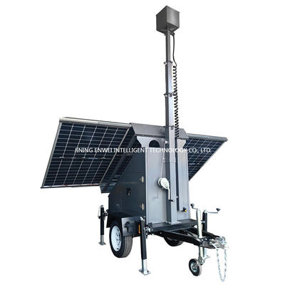 Urban Mobile Solar Surveillance Trailer For Garden Parking Lot Commercial Building Monitoring