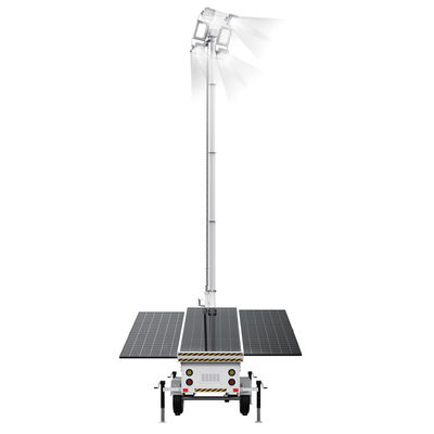 7m High mast mobile solar light tower for disaster relief remote areas