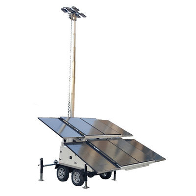 Solar Power Trailer Mobile Solar Light Tower With 8*300W Solar Panels For Outdoor Lighting
