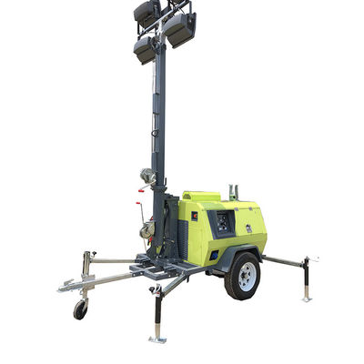 Strong Endurance Mobile Diesel 9m Telescopic Mast Light Tower For Road Construction Lighting