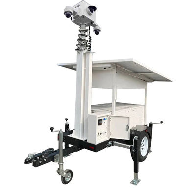 Remote Monitoring Portable Solar Powered Surveillance 4G 5G Camera Trailer For Road Construction Monitoring