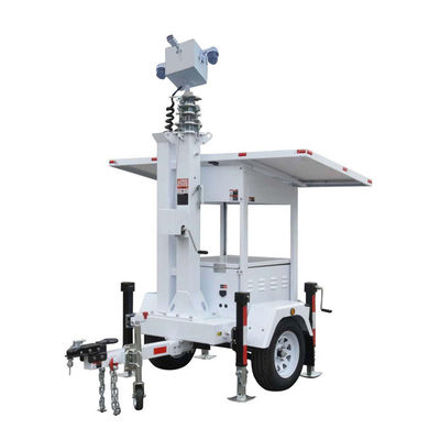 24/7 Solar Security Camera Trailer With 6m Electric Mast For Construction Sites Monitoring