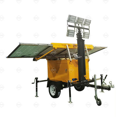 Portable Solar Trailer Mounted 4*100W LED Lights For Chemical Industrial Parks Lighting