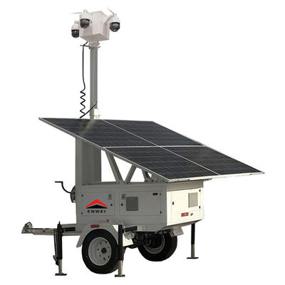 Solar Mobile Security Trailer With 6m Manual Mast For Public Events Monitoring