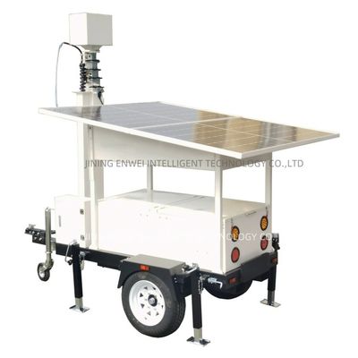 Mobile Camera Trailer Solar CCTV Surveillance Trailer With 2*590W Solar Panels And Customize Light