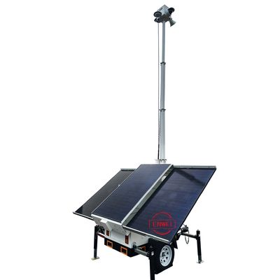 Mobile Solar Surveillance Trailer With 4G Night Vision Camera For Remote Area