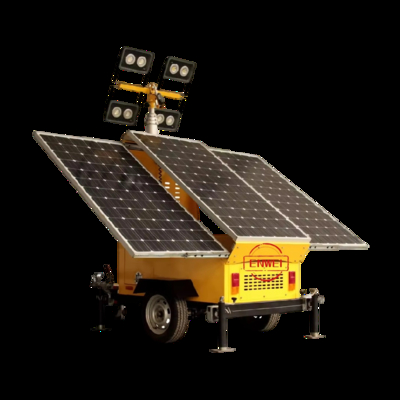 All-in-One Solar Power Trailer With CCTV Lighting Tower Alarm System For Road Work