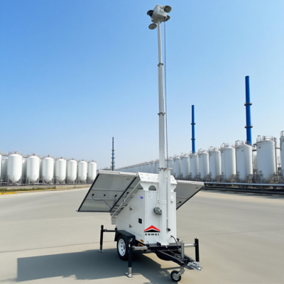 No Wiring Required Portable Solar Power Security Cctv Trailer For Construction Site Monitoring