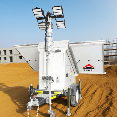 Stable Power Supply Solar Powered Floodlight Lighting Trailer For Desert Lighting