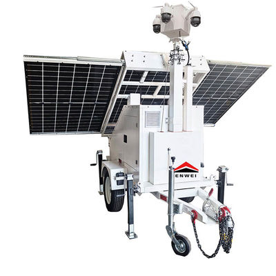 Quick Use Solar Powered Panels Camera Security Trailer For Construction Site Monitoring