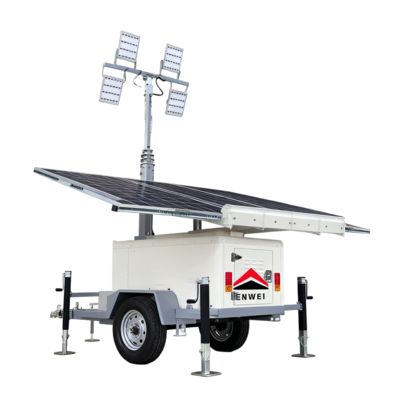 Flexible In Movement Solar Panels Floodlight Lighting Trailers For Remote Area Lighting