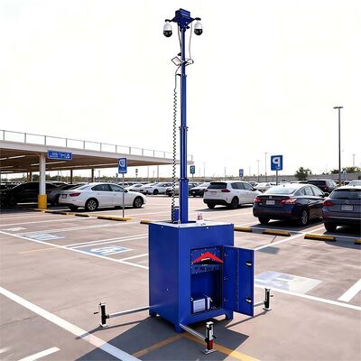 Mobile Video Surveillance Tower With Green Light For Parking lots Surveillance