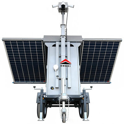 Flexible Movement Solar Panels Camera Security Trailers Mobile Solar Cctv Trailers For Parking Lot Monitoring