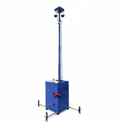 Compact Cube Design Mobile CCTV Tower With 6m Mast 200Ah Battery For Outdoor Events