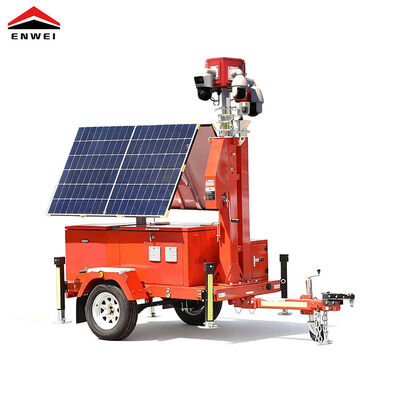Off-Grid Mobile CCTV Trailer With Two 450W Solar Panels For Parking Lot Surveillance