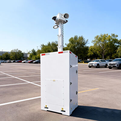 Mobile CCTV Tower With Dustproof Casing Cube Surveillance Tower For Construction Site