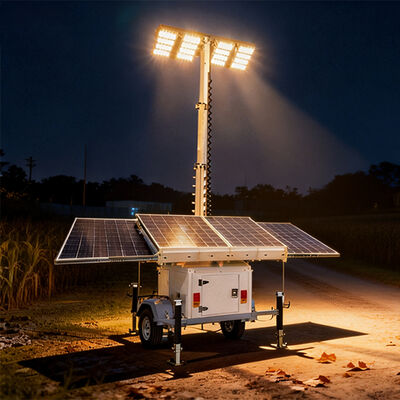 Solar Light Tower Portable Mobile Trailer With 4*200Ah Gel Battery 4*100W LED Lights