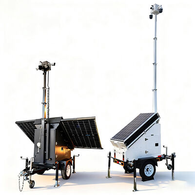 Outdoor Security Solar Camera Trailer With IP65 Waterproof Casing For Remote Area Surveillance