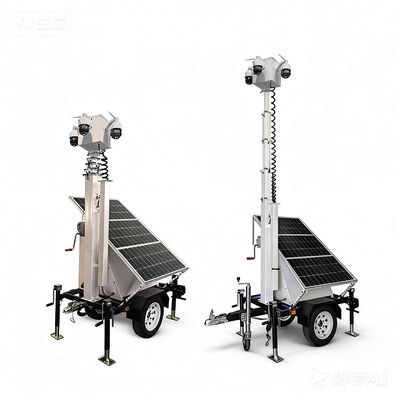 Small Solar Surveillance Trailer With 300W Solar Panels For Parking Lot Security