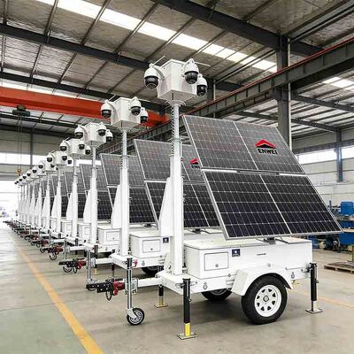 Wide Field Of Vision Solar Camera CCTV Trailer Foldable Solar Panels Security Trailers For Business Exhibition Monitoring