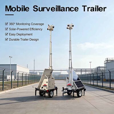 Solar Mobile Trailer Solar Camera Trailer With 6m Mast 300W Panels For Outdoor Security