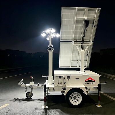 Mobile Solar LED Light Trailer Foldable Solar Panels Lighting Trailer For Nighttime Outdoor Lighting