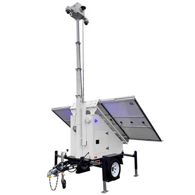 24/7 Mobile Solar CCTV Trailer With Cameras For Remote Construction Sites